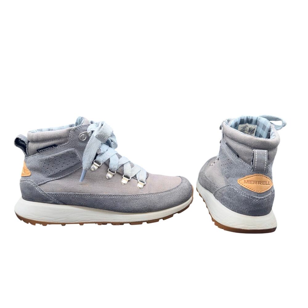 Merrell Waitsfield Mid Hiking Boots Gray Suede Canvas Women’s 7.5